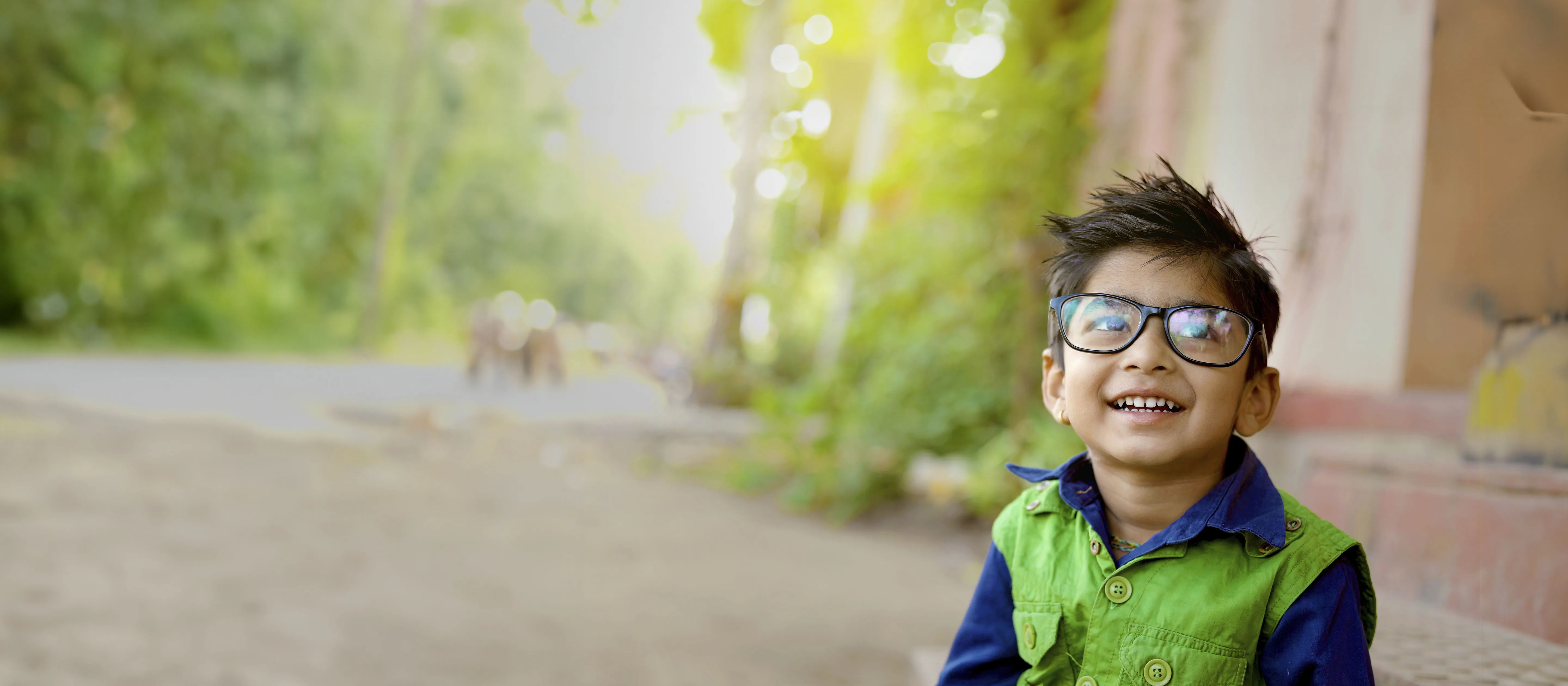 Boy wearing glasses