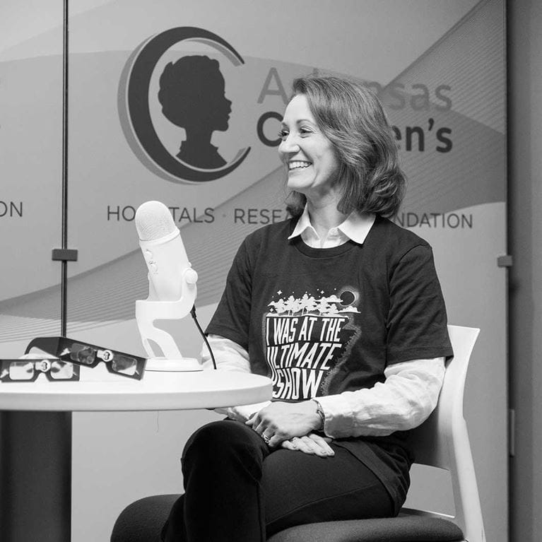 Dr. Sisterhen being interviewed during a podcast.