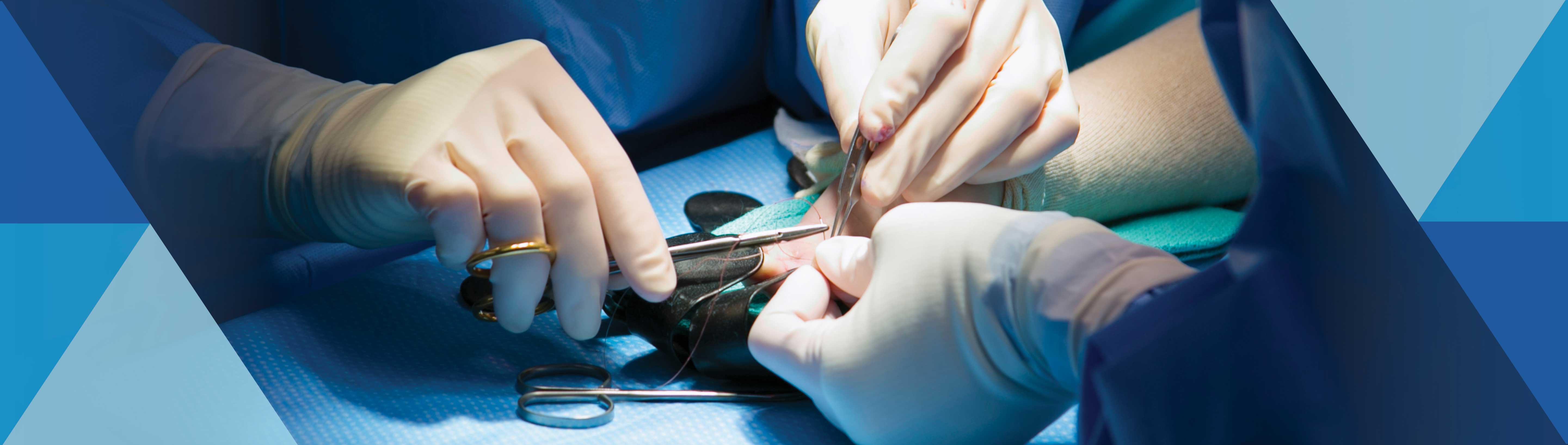 Providers using medical instruments.