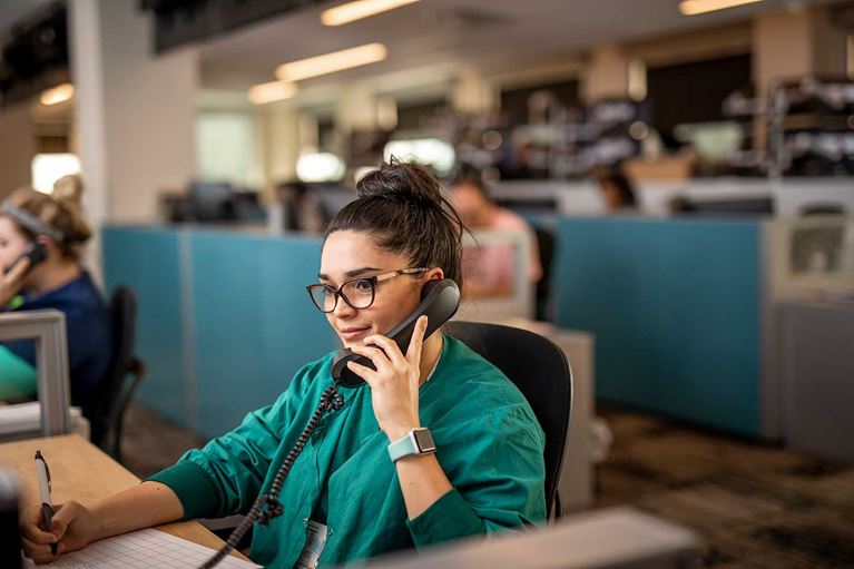 Healthcare team member on phone