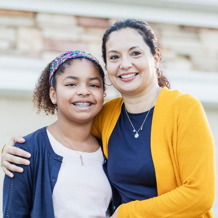 Teenage girl with mother