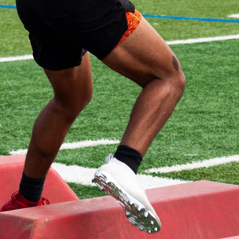 Football player practicing