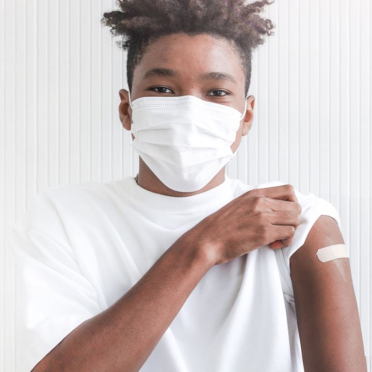 African American male wearing mask