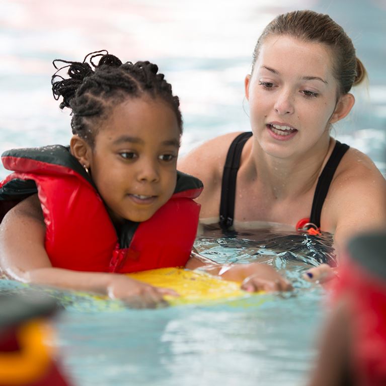 Kids swimming in pool