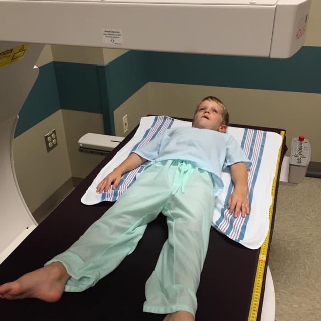 Keegan getting an x-ray.