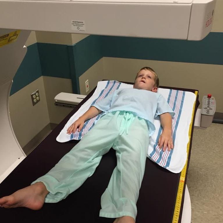 Keegan getting an x-ray.